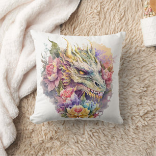 Dragon Head with Flowers Cushion