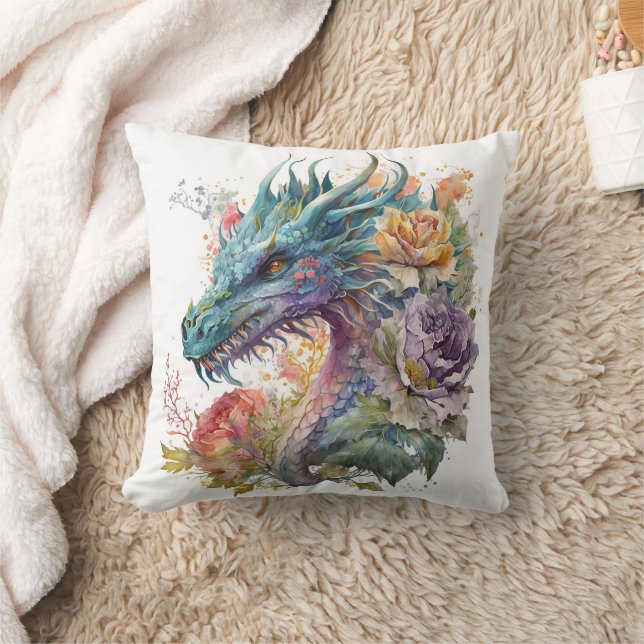 Dragon Head with Flowers Cushion (Blanket)