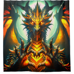 Dragon Heart Hands Shower Curtain