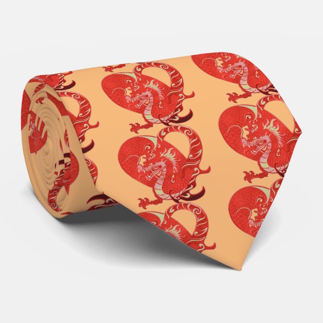 Dragon Heart Valentine Chinese Year of the Dragon Tie (Rolled)