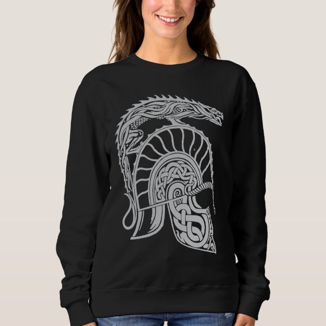 Dragon Helm High Fantasy Norse Celtic Viking Greek Sweatshirt (Front)