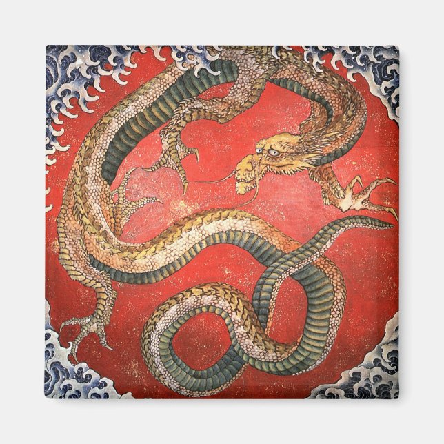 Dragon, Hokusai Japanese Fine Art Magnet (Front)