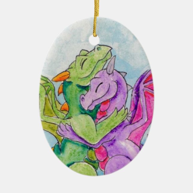 Dragon Hug Ceramic Tree Decoration (Front)