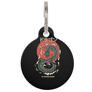 dragon illustration japanese pet tag