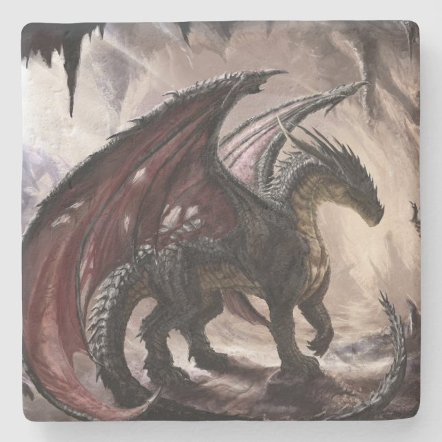 Dragon In Cave Stone Coaster (Front)