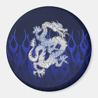 Dragon in Chrome like blue Carbon Fibre Styles Magnet