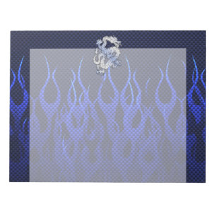 Dragon in Chrome like blue Carbon Fibre Styles Notepad