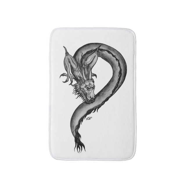 Dragon in Tattoo Style Bath Mat (Front Vertical)