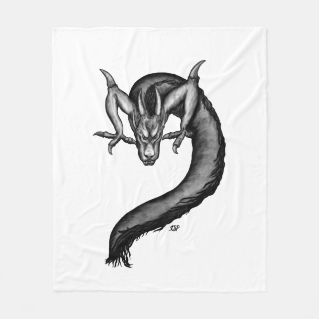 Dragon in Tattoo Style Fleece Blanket (Front)