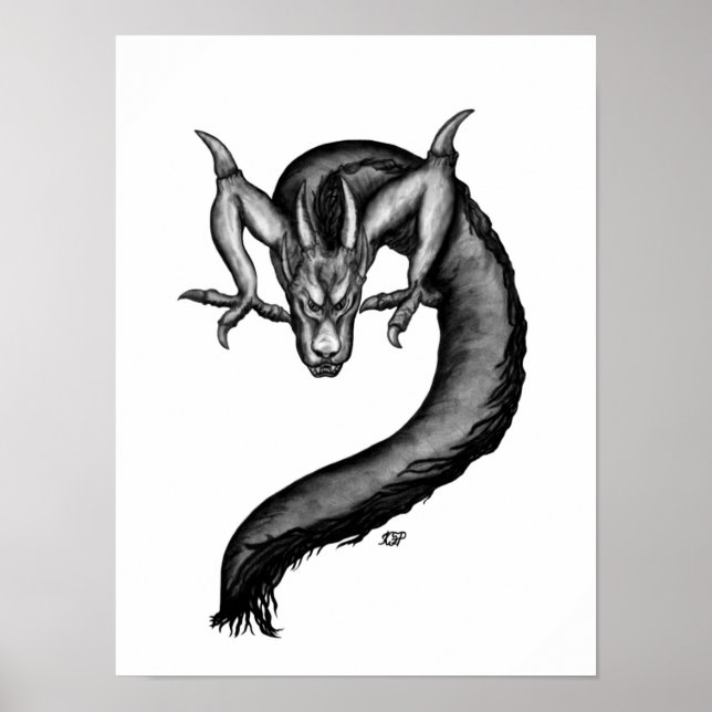 Dragon in Tattoo Style Poster (Front)