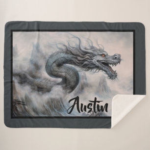 Dragon in the Mist  Sherpa Blanket