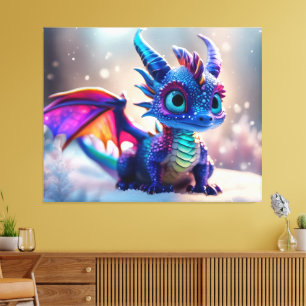 Dragon in the snow.  canvas print