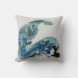 “Dragon in the Waves – Abstract Ocean Energy Throw Cushion
