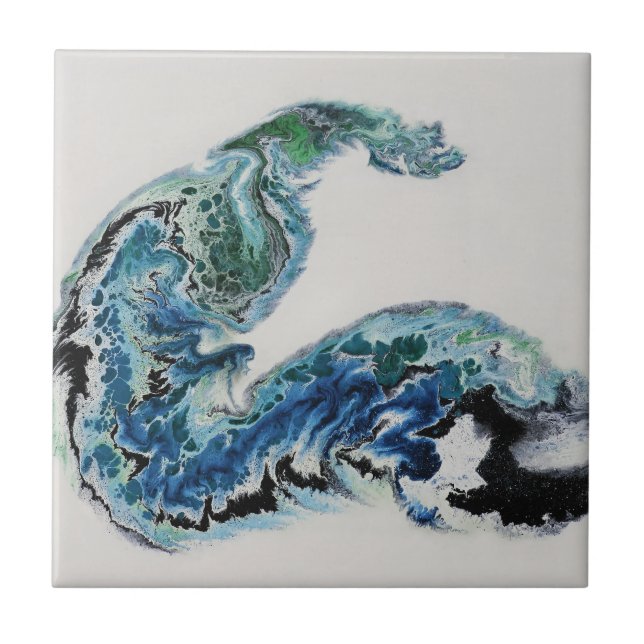 “Dragon in the Waves – Abstract Ocean Energy Tile (Front)