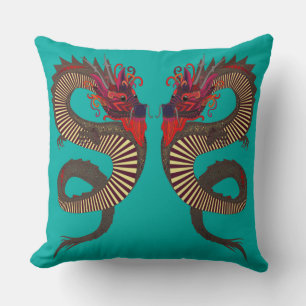 DRAGON INK turquoise Cushion