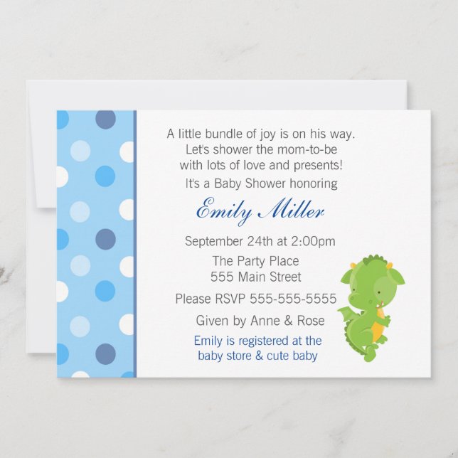 Dragon Invitation Baby Boy Shower (Front)
