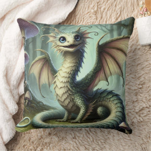 Dragon Jabberwocky Cute Fantasy Creature Art Cushion