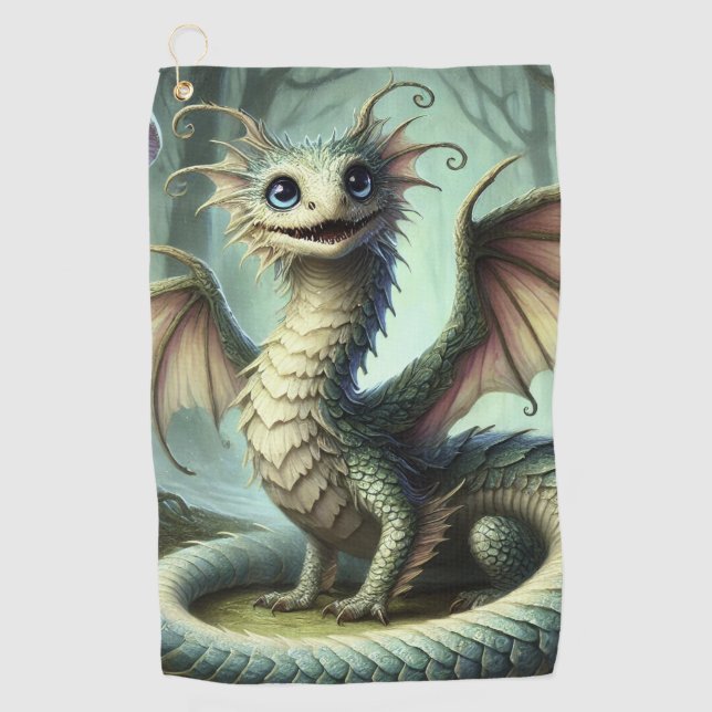 Dragon Jabberwocky Cute Fantasy Creature Art Golf Towel (Front)