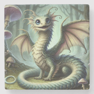 Dragon Jabberwocky Cute Fantasy Creature Art Stone Coaster