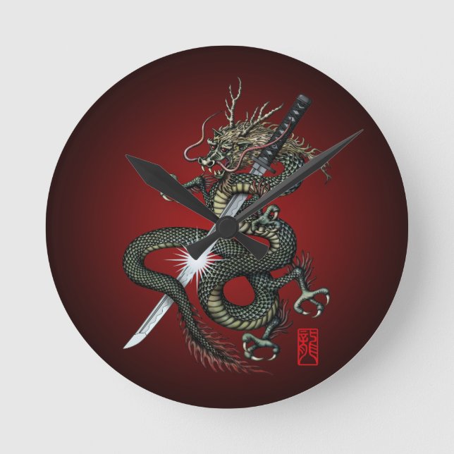 Dragon katana3 round clock (Front)