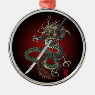 Dragon katana metal tree decoration