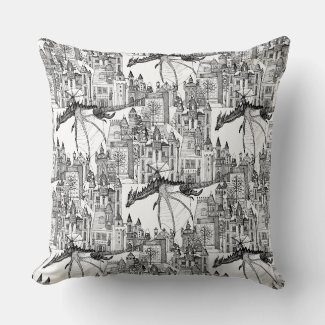 Dragon Kingdom Winter Toile Cushion (Front)