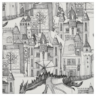 Dragon Kingdom winter white Fabric