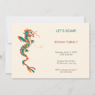 Dragon Kite Adventure Birthday Invitation