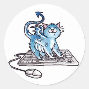 Dragon Kitty Classic Round Sticker
