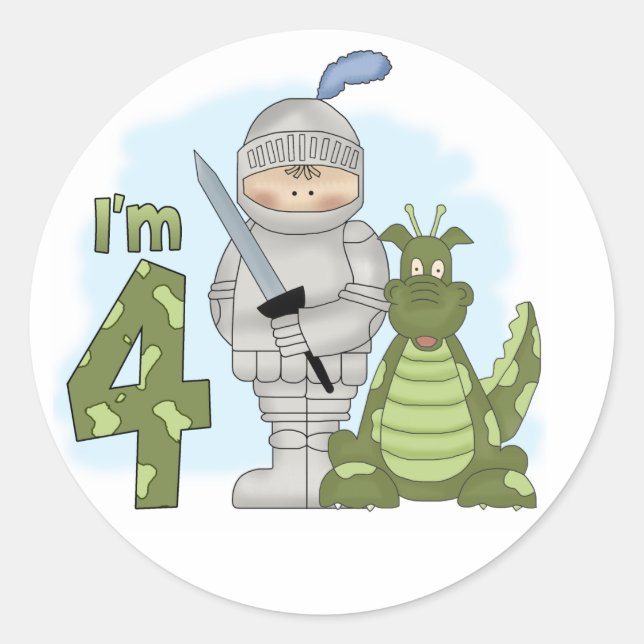 Dragon Knight 4th Birthday Classic Round Sticker (Front)