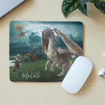 Dragon Knight Mediaeval Castle Fantasy Personalise Mouse Pad<br><div class="desc">This design was created though digital art. It may be personalised in the area provide or customising by choosing the click to customise further option and changing the name, initials or words. You may also change the text colour and style or delete the text for an image only design. Contact...</div>
