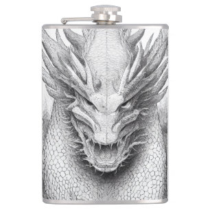 Dragon Legend Wild Nature Illustration Line Epic Hip Flask
