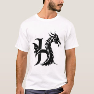 Dragon Letter H – Strong Fantasy Dragon Design T-Shirt