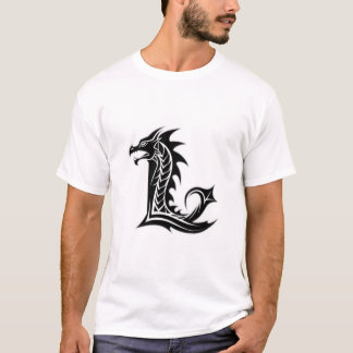 Dragon Letter L – Elegant Dragon Alphabet Design T-Shirt