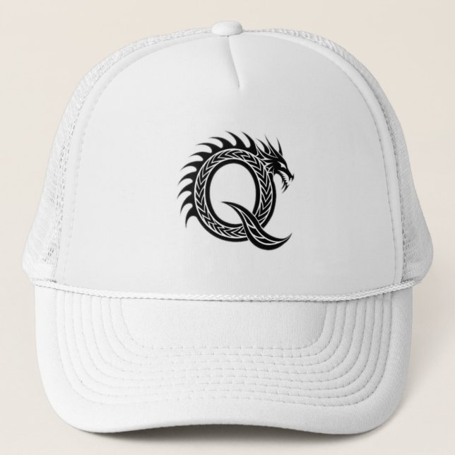 Dragon Letter Q – Unique Dragon Alphabet Design Trucker Hat (Front)