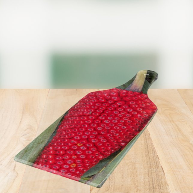 Dragon Lily Red Seed Head Cutting Board (In Situ)