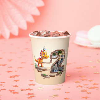 Dragon Little Dino | 2nd Birthday Photo Big Number Paper Cups