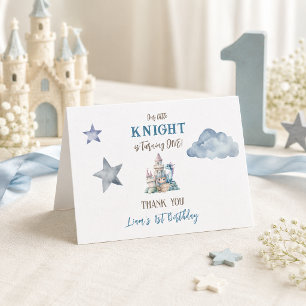 Dragon Little Knight Fairytale Boy 1st Birthday Thank You Card