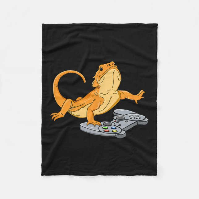 Dragon Lizard Gamer Video Game Gecko  Fleece Blanket (Front)
