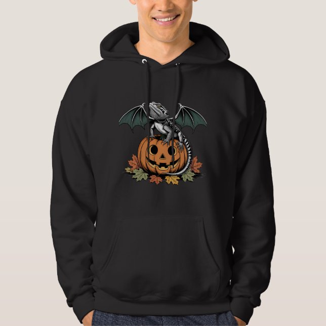Dragon Lizard on Halloween Pumpkin Hoodie (Front)