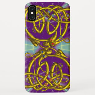 DRAGON LOVE ,GOLD CELTIC KNOTS DRAGONS, Purple Case-Mate iPhone Case