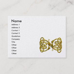 DRAGON LOVE,Gold Celtic Knots Fantasy White Pearl Business Card