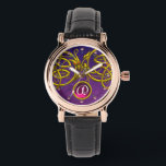 DRAGON LOVE/ GOLD CELTIC KNOTS GEMSTONE MONOGRAM WATCH<br><div class="desc">Elegant and unique design , gold Celtic dragons in light waves.  Very accurated 3D modelling and fractal art and rendering  by Bulgan Lumini (c).Part from series Hyper Talismans.</div>