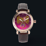 DRAGON LOVE/ GOLD CELTIC KNOTS GEMSTONE MONOGRAM WATCH<br><div class="desc">Elegant 3D ptnk ruby gem stone with gold Celtic dragons  .Very accurated 3D modelling and rendering  by Bulgan Lumini (c).Part from series Hyper Talismans.</div>
