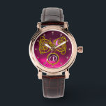DRAGON LOVE/ GOLD CELTIC KNOTS GEMSTONE MONOGRAM WATCH<br><div class="desc">Elegant 3D ptnk ruby gem stone with gold Celtic dragons .Very accurated 3D modelling and rendering by Bulgan Lumini (c).Part from series Hyper Talismans.</div>