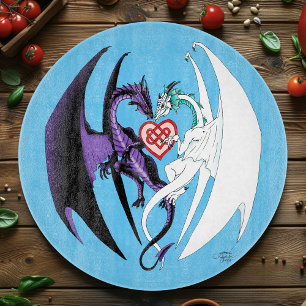 Dragon Love Heart Blue Cutting Board