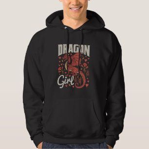 Dragon Lover Girl Cute Women Flower Floral Fantasy Hoodie