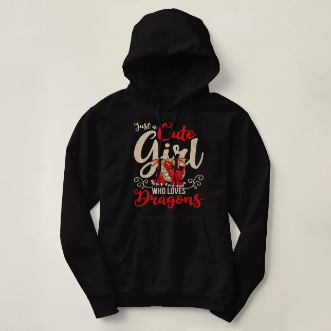 Dragon Lover Girls Women Fantasy Mythical Creature Hoodie (Design Front)