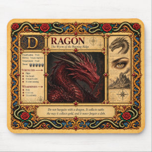 Dragon, Mediaeval Bestiary Art Mouse Pad