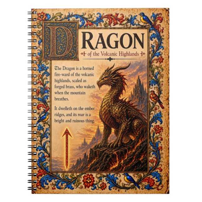 Dragon, Mediaeval Bestiary Art Notebook (Front)